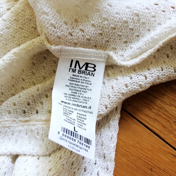 BNWT SS25 I'M BRIAN OPENWORK KNIT JOHNNY COLLAR POLO L - Picture 9 of 12